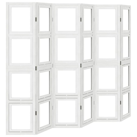 vidaXL Biombo separador de 6 paneles madera maciza Paulownia blanco