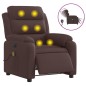 vidaXL Sillón reclinable de masaje eléctrico tela marrón oscuro