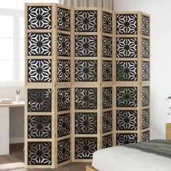 vidaXL Biombo separador 6 paneles madera maciza Paulownia marrón negro