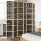 vidaXL Biombo separador 6 paneles madera maciza Paulownia marrón negro vidaXL Biombo separador 6 paneles madera maciza Paulownia marrón negro