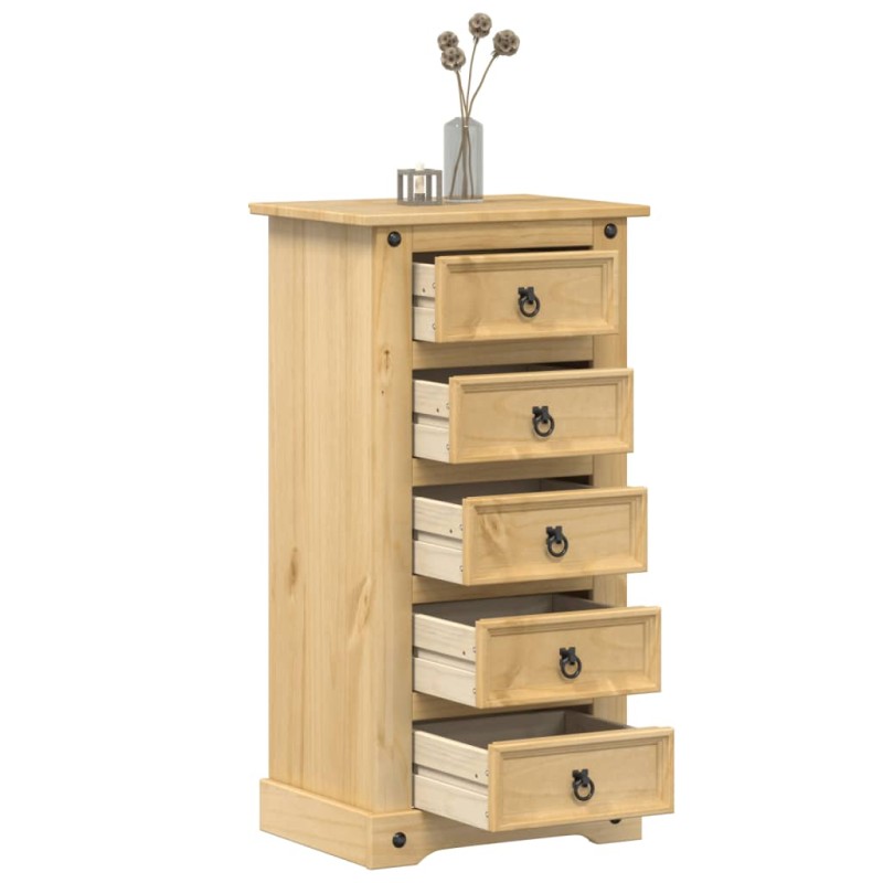 vidaXL Mesita de noche Corona madera maciza de pino 53x39x103 cm vidaXL Mesita de noche Corona madera maciza de pino 53x39x103 cm