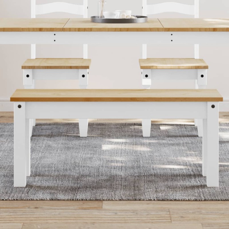vidaXL Banco de comedor Panama madera maciza pino blanco 105x30x45 cm