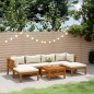 vidaXL Set de muebles de jardín 7 pzas con cojín crema acacia maciza vidaXL Set de muebles de jardín 7 pzas con cojín crema acacia maciza