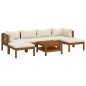 vidaXL Set de muebles de jardín 7 pzas con cojín crema acacia maciza vidaXL Set de muebles de jardín 7 pzas con cojín crema acacia maciza