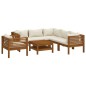 vidaXL Muebles de jardín 7 pzas cojines crema madera maciza de acacia vidaXL Muebles de jardín 7 pzas cojines crema madera maciza de acacia
