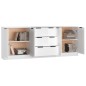 vidaXL Aparador de 3 piezas madera contrachapada blanca brillante vidaXL Aparador de 3 piezas madera contrachapada blanca brillante