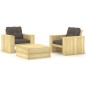vidaXL Set muebles de jardín y cojines 3 pzas madera pino impregnada vidaXL Set muebles de jardín y cojines 3 pzas madera pino impregnada