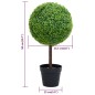 vidaXL Planta de boj artificial forma de bola con maceta verde 50 cm vidaXL Planta de boj artificial forma de bola con maceta verde 50 cm