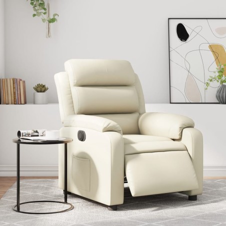 vidaXL Sillón reclinable eléctrico de cuero sintético crema