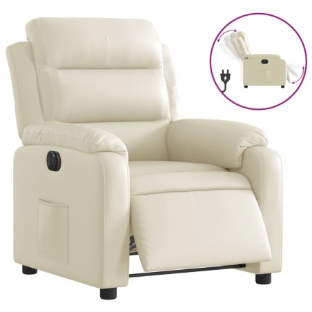 vidaXL Sillón reclinable eléctrico de cuero sintético crema