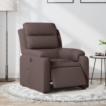 vidaXL Sillón reclinable eléctrico tela marrón oscuro