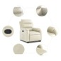 vidaXL Sillón reclinable elevable cuero artificial color crema vidaXL Sillón reclinable elevable cuero artificial color crema