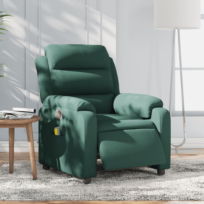 vidaXL Sillón reclinable de masaje eléctrico terciopelo verde oscuro vidaXL Sillón reclinable de masaje eléctrico terciopelo verde oscuro