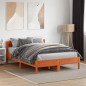 vidaXL Estructura cama con cabecero madera pino marrón cera 140x190 cm vidaXL Estructura cama con cabecero madera pino marrón cera 140x190 cm