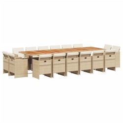 vidaXL Set comedor de jardín 17 pzas con cojines ratán sintético beige