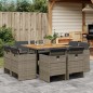 vidaXL Set comedor jardín 9 pzas y cojines ratán sintético gris
