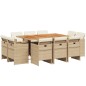 vidaXL Set comedor de jardín 11 pzas con cojines ratán sintético beige vidaXL Set comedor de jardín 11 pzas con cojines ratán sintético beige
