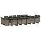 vidaXL Set comedor de jardín 17 pzas y cojines ratán sintético gris vidaXL Set comedor de jardín 17 pzas y cojines ratán sintético gris