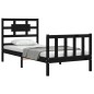vidaXL Estructura de cama con cabecero madera maciza negro vidaXL Estructura de cama con cabecero madera maciza negro