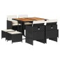 vidaXL Set de comedor de jardín 9 pzas y cojines ratán sintético negro vidaXL Set de comedor de jardín 9 pzas y cojines ratán sintético negro