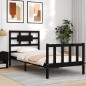vidaXL Estructura de cama con cabecero madera maciza negro vidaXL Estructura de cama con cabecero madera maciza negro