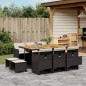 vidaXL Set de comedor jardín 11 pzas con cojines ratán sintético negro vidaXL Set de comedor jardín 11 pzas con cojines ratán sintético negro