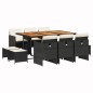 vidaXL Set de comedor jardín 11 pzas con cojines ratán sintético negro vidaXL Set de comedor jardín 11 pzas con cojines ratán sintético negro