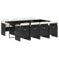 vidaXL Set de comedor de jardín 9 pzas y cojines ratán sintético negro vidaXL Set de comedor de jardín 9 pzas y cojines ratán sintético negro