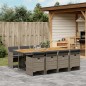 vidaXL Set comedor jardín 9 pzas y cojines ratán sintético gris vidaXL Set comedor jardín 9 pzas y cojines ratán sintético gris