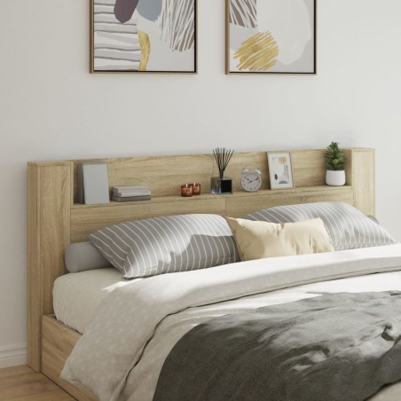 vidaXL Cabecero de cama con LED roble Sonoma 220x16,5x103,5 cm