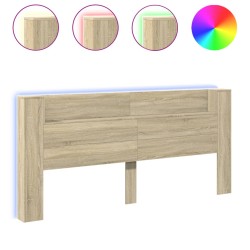 vidaXL Cabecero de cama con LED roble Sonoma 220x16,5x103,5 cm