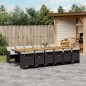 vidaXL Set comedor de jardín con cojines 13 pzas ratán sintético negro vidaXL Set comedor de jardín con cojines 13 pzas ratán sintético negro