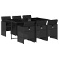 vidaXL Set de comedor de jardín 7 pzas y cojines ratán sintético negro vidaXL Set de comedor de jardín 7 pzas y cojines ratán sintético negro