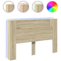 vidaXL Cabecero de cama con luz LED roble Sonoma 160x16,5x103,5 cm