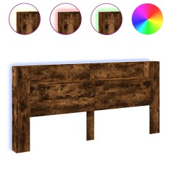 vidaXL Cabecero de cama con luz LED roble ahumado 220x16,5x103,5 cm