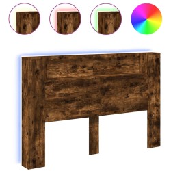 vidaXL Cabecero de cama con luz LED roble ahumado 160x16,5x103,5 cm