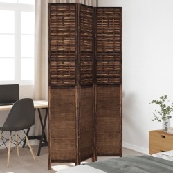 vidaXL Biombo separador de 3 paneles madera paulownia marrón oscuro