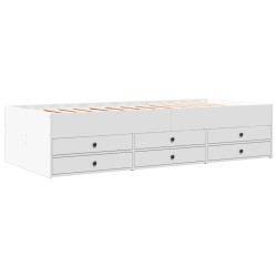 vidaXL Tumbona con cajones madera de ingeniería blanco 100x200 cm
