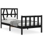 vidaXL Estructura de cama individual con cabecero madera maciza negro vidaXL Estructura de cama individual con cabecero madera maciza negro