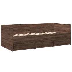 vidaXL Tumbona con cajones madera ingeniería roble marrón 75x190 cm