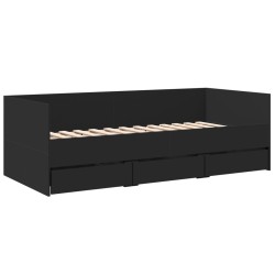 vidaXL Tumbona con cajones madera de ingeniería negro 75x190 cm