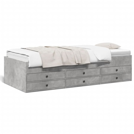 vidaXL Tumbona con cajones madera ingeniería gris hormigón 90x190 cm