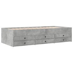 vidaXL Tumbona con cajones madera ingeniería gris hormigón 90x190 cm
