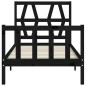 vidaXL Estructura de cama individual con cabecero madera maciza negro vidaXL Estructura de cama individual con cabecero madera maciza negro