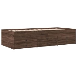 vidaXL Tumbona con cajones madera ingeniería roble marrón 100x200 cm