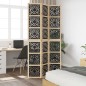 vidaXL Biombo separador 3 paneles madera maciza Paulownia marrón negro vidaXL Biombo separador 3 paneles madera maciza Paulownia marrón negro