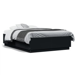 vidaXL Estructura de cama madera de ingeniería negra 120x190 cm