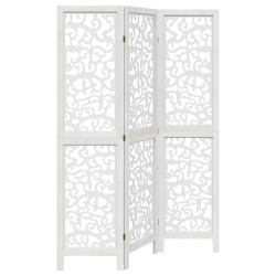 vidaXL Biombo separador de 3 paneles madera maciza Paulownia blanco