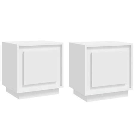 vidaXL Mesitas de noche 2 uds madera contrachapada blanco 44x35x45 cm