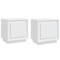 vidaXL Mesitas de noche 2 uds madera contrachapada blanco 44x35x45 cm vidaXL Mesitas de noche 2 uds madera contrachapada blanco 44x35x45 cm